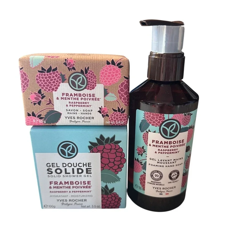 Yves Rocher Raspberry Peppermint Bath Set unisex OS New Soap Shower‎ Gel
